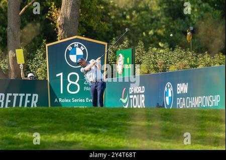 *** Während der ersten Runde der BMW PGA Championship im Wentworth Golf Club, Virginia Water, England am 19. September 2024. Foto: Grant Winter. Nur redaktionelle Verwendung, Lizenz für kommerzielle Nutzung erforderlich. Keine Verwendung bei Wetten, Spielen oder Publikationen eines einzelnen Clubs/einer Liga/eines Spielers. Stockfoto