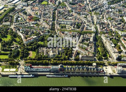 Luftaufnahmen der ehemaligen Lagerhäuser in Köln am Rhein mit der Hochschule Köln Stockfoto