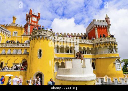 Pena Palace, ein romantisches Schloss in Sintra, Portugal, Europa Stockfoto