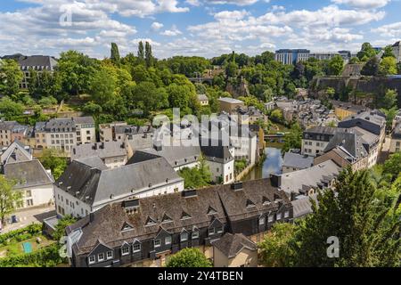 Blick auf Grund und Alzette in Luxemburg-Stadt Stockfoto