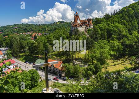 Schloss Bran bei Brasov, bekannt als Schloss Dracula in Siebenbürgen, Rumänien, Europa Stockfoto