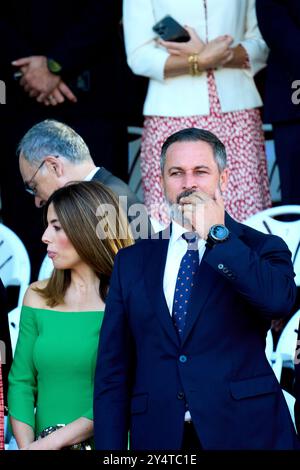 Pepa Millan, Santiago Abascal, Lidia Bedman nimmt am 12. Oktober 2023 in Madrid Teil. Stockfoto