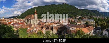 Panorana des alten Stadtzentrums von Brasov und Tampa, Rumänien, Europa Stockfoto