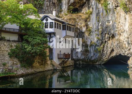 Blagaj Tekke und Buna River Spring in Mostar, Bosnien und Herzegowina, Europa Stockfoto