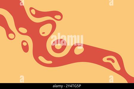 Abstrakter Hintergrund mit roten kurvigen Linien auf Gelb ideal für moderne Designs, Präsentationen, Websites, Poster und künstlerische Projekte. Stock Vektor