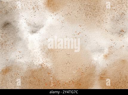 Sandy Watercolor Heller Beige Hintergrund. Braune Alkoholtinte Imitation. Verschwommene goldene Verlaufsdarstellung. Textur für Verpackung, Banner und Broschüre Stockfoto