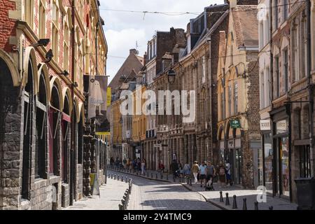 Blick auf die Straße mit Touristen in Lille, Frankreich, Europa Stockfoto