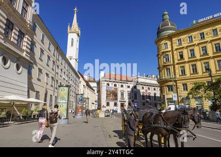 Pferdekutsche auf der Straße in Wien, Österreich, Europa Stockfoto