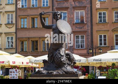 Statue der Meerjungfrau auf dem Marktplatz, Warschau, Polen, Europa Stockfoto