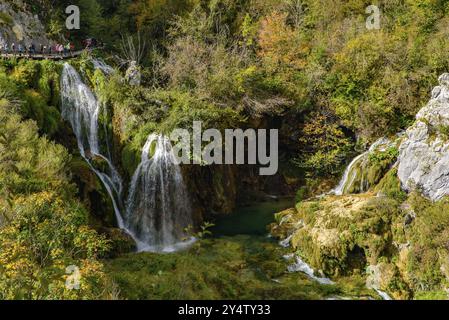 Sastavci Wasserfälle im Nationalpark Plitvicer Seen (Plitvi?ka Jezera), Kroatien, Europa Stockfoto