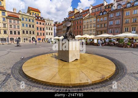 Statue der Meerjungfrau auf dem Marktplatz, Warschau, Polen, Europa Stockfoto