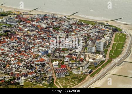 Norderney Stadtzentrum aus der Luft. Niedersachsen, Nordseeinsel Stockfoto