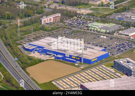 Gebäude des IKEA-Geschäfts und Möbelgeschäfts in der Nähe von Kamen. Nordrhein-Westfalen, Deutschland, Europa Stockfoto