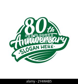 Designvorlage zum 80-jährigen Jubiläum. Vektor und Illustration. 80. Logo. Stock Vektor