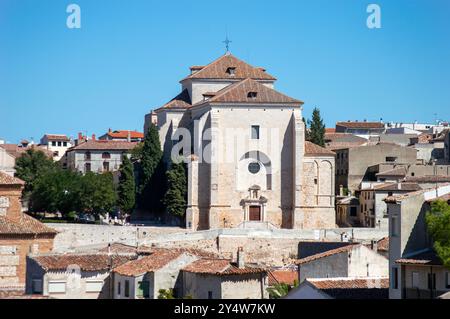 Blick auf die Kirche unserer Dame der Himmelfahrt in Chinchon Stockfoto