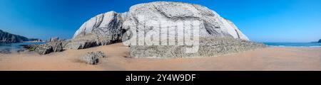 Costa Quebrada, Covachos, Liencres, Pielagos, Kantabrien, Spanien. Stockfoto