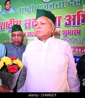 Neu-Delhi, Indien. September 2024. NEW DELHI, INDIEN - 19. SEPTEMBER: Rashtriya Janata Dal (RJD) Chef Lalu Prasad Yadav während des Starts der landesweiten Mitgliederkampagne der Partys am 19. September 2024 in Neu Delhi, Indien. (Foto: Sonu Mehta/Hindustan Times/SIPA USA) Credit: SIPA USA/Alamy Live News Stockfoto