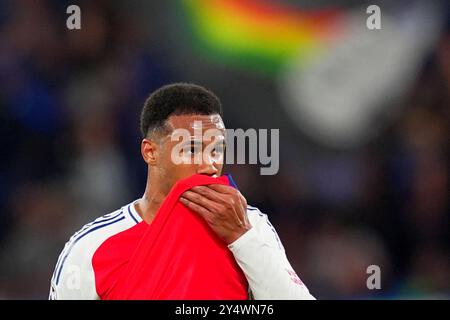 Bergamo, Italien. September 2024. Arsenal Gabriel während des Fußballspiels der UEFA Champions League zwischen Atalanta und Arsenal im Gewiss-Stadion in Bergamo, Norditalien, Donnerstag, 19. September 2024. Sport - Fußball . (Foto: Spada/LaPresse) Credit: LaPresse/Alamy Live News Stockfoto