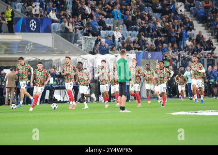 Bergamo, Italien. September 2024. Arsenal FC während der Aufwärmphase des Fußballspiels der UEFA Champions League 2024/2025 zwischen Atalanta BC und Arsenal FC im Gewiss Stadium am 19. September 2024 in Bergamo, Italien. Quelle: Roberto Tommasini/Alamy Live News Stockfoto