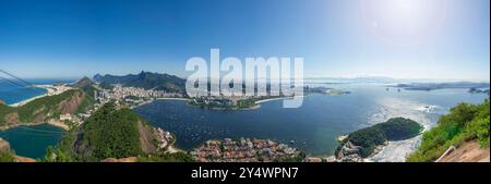 Rio de janeiro Brasilien. 180° Panoramablick auf die Stadt vom Sugarloaf Mountain. High Definition. 96 Megapixel. Copacabana, Urca, Red Beach, Stockfoto