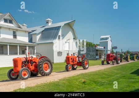 Oldtimer-Traktoren im Threshermen's Réunion Museum in der Nähe von Winkler, Manitoba, Kanada. Stockfoto