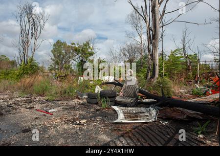 12. September 2024: Rom, Italien: Inizia la bonifica delle aree Occupate dagli autodemolitori, parte del progetto di riqualificazione del Parco di Centocelle. Viale Palmiro Togliatti. © Andrea Sabbadini Stockfoto