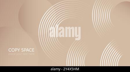 Moderner abstrakter Hintergrund mit Kreis- und Verlaufselementen in einer luxuriösen Sandfarbe. Zukunftsweisendes digitales Konzept. Gut für Header, Cover, Webbanner Stock Vektor