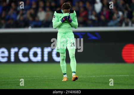 Bergamo, Italien. September 2024. Marco Carnesecchi von Atalanta BC das Spiel der UEFA Champions League 2024/25 Phase MD1 zwischen Atalanta BC und Arsenal FC im Gewiss Stadium am 19. September 2024 in Bergamo, Italien. Quelle: Marco Canoniero/Alamy Live News Stockfoto