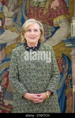 Hillary Rodham Clinton besucht am 31. Mai 2023 das Publikum im Zarzuela Palace in Madrid. Stockfoto