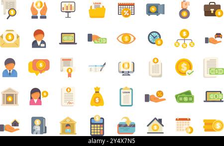 Diese Symbolgruppe bezieht sich auf Vermögen, Banking, Investition, Finanzen, Geld, Business und mehr Stock Vektor