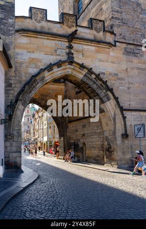 Kleinstadt von der Karlsbrücke in Prag, Tschechische Republik. Stockfoto