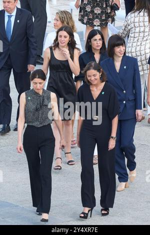 Irene Montero, Carolina Darias, Diana Morant, Isabel Rodriguez und Pilar Llop nahmen am 15. Juli 2022 im Königlichen Palast in Madrid, Spanien, an der Akte des Staates Teil, um den COVID-Opfern und der Anerkennung von Sanitärangehörigen zu ehren. Stockfoto