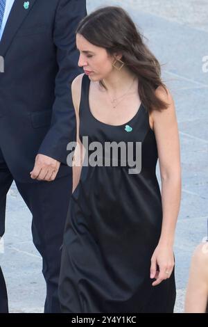 Irene Montero nahm am 15. Juli 2022 im Königspalast in Madrid, Spanien, Teil, an dem Akt des Staates zur Hommage an die COVID-Opfer und an der Anerkennung von Sanitärangehörigen teilnahm. Stockfoto