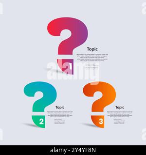 3 Option für Infografik-Vorlagen für Fragen, die im Vektor für Geschäfts- und Finanzprozesse verwendet werden, Abbildung Stock Vektor