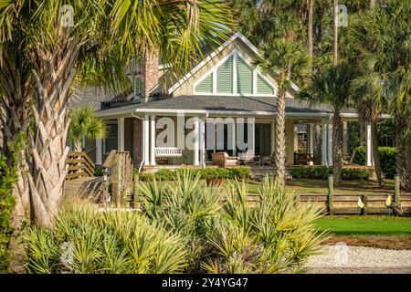 Haus am Wasser am Intracoastal Waterway in Palm Valley, Florida. (USA) Stockfoto