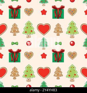 Weihnachtssymbole in einem sich wiederholenden Muster Stock Vektor