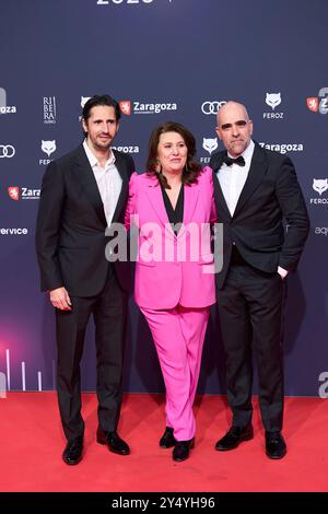 Adelfa Calvo, Luis Tosar, Juan Diego Botto nimmt am 28. Januar 2023 in Saragossa, Spanien, an den Feroz Awards 2023 - Roter Teppich im Auditorium Teil. Stockfoto