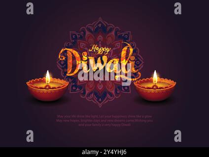 Indisches Festival der Lichter glücklich Diwali, Feiertagshintergrund, Diwali Feier Grußkarte, abstrakte Vektor-Illustration Design. Stock Vektor