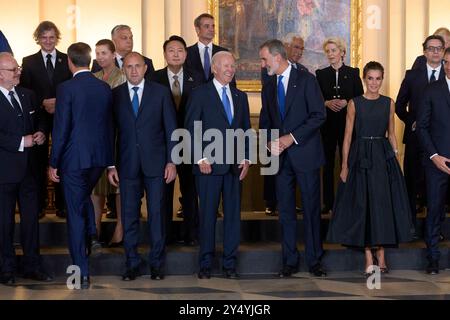 König Felipe VI. Von Spanien, Königin Letizia von Spanien, Joe Biden, Alexander de Croo, Justin Trudeau, Mette Frederiksen, Emmanuel Macron, Katrin Jakobsdottir, Mario Draghi, Xavier Bettel, Mark Rutte, Jonas Gahr Store, Antonio Costa, Boris Johnson, Kyriakos Mitsotakis, Olaf Scholz, Pedro Sanchez, Premierminister, Viktor Orban, Mateusz Morawiecki, Boiko Borísov, Eduard Heger, Janez Jansa, Kaja Kallas, Arturs Krisjanis Karis, Ingrida Simonyte, Nicolae Ciuc, Edi Rama, Andrej Plenkovic, Zdravko Krivokapic, Dimitar Kovacevski, Jacinda Ardern, Yoon Suk-yeol, Anthony Albanese und Fumio Kishida besuchen Gala Diner Stockfoto