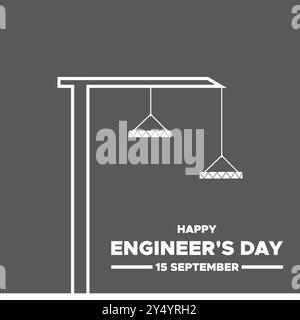 Happy Engineer's Day, 15. September, Post, Poster, Banner, Werbung, Rolle, Flyer für den Engineer's Day. Abbildung des Rohteils, Vektordatei. Stock Vektor