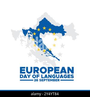 Europäischer Tag der Sprachen, 26. September, Banner, Anzeigen, Postdesign, Vektorillustration, Stockbild, eps-Datei. Stock Vektor