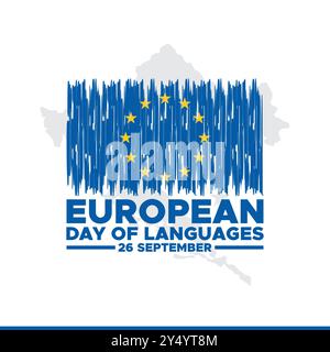 Europäischer Tag der Sprachen, 26. September, Banner, Anzeigen, Postdesign, Vektorillustration, Stockbild, eps-Datei. Stock Vektor