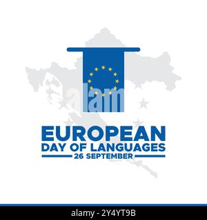Europäischer Tag der Sprachen, 26. September, Banner, Anzeigen, Postdesign, Vektorillustration, Stockbild, eps-Datei. Stock Vektor