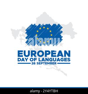Europäischer Tag der Sprachen, 26. September, Banner, Anzeigen, Postdesign, Vektorillustration, Stockbild, eps-Datei. Stock Vektor