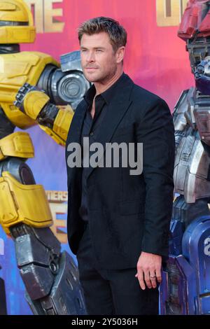 Chris Hemsworth nahm an der britischen Premiere „Transformers One“, Arrivals, London, UK - 19. September 2024 auf dem Cineworld Leicester Square in London, Großbritannien Teil. 19 September 2024 . Stockfoto