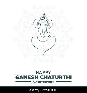 Happy Ganesh Chaturthi, 7. September, Grußkarte Ganesh Chaturthi, Vorlage für soziale Medien, Vektor-Illustration, Stock Illustation, Ganesh Chaturthi Stock Vektor