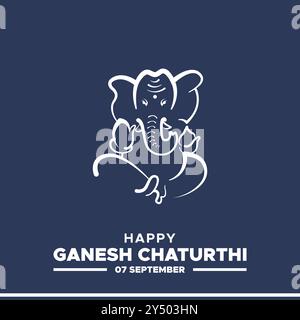 Happy Ganesh Chaturthi, 7. September, Grußkarte Ganesh Chaturthi, Vorlage für soziale Medien, Vektor-Illustration, Stock Illustation, Ganesh Chaturthi Stock Vektor