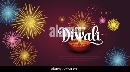 Indisches Festival der Lichter glücklich Diwali, Feiertagshintergrund, Diwali Feier Grußkarte, abstrakte Vektor-Illustration Design. Stock Vektor