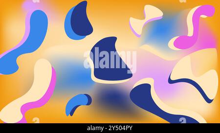 Abstrakter Hintergrund ideal für moderne Designs, Hintergrundbilder, Präsentationen und Grafiken in sozialen Medien mit leuchtenden Blau-, Rosa- und Cremeformen. Stock Vektor