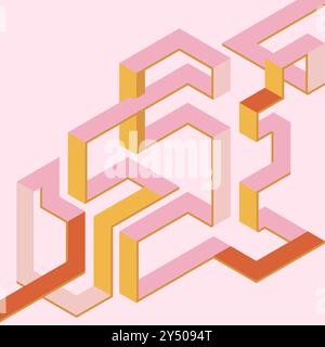 Isometrische Formen in Pink, Orange und Gold, perfekt für Poster, soziale Medien, Branding und Hintergründe mit einer trendigen, modernen Ästhetik. Stock Vektor
